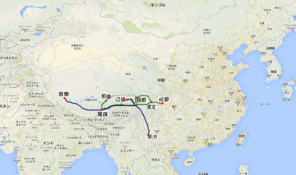 茶馬古道地図